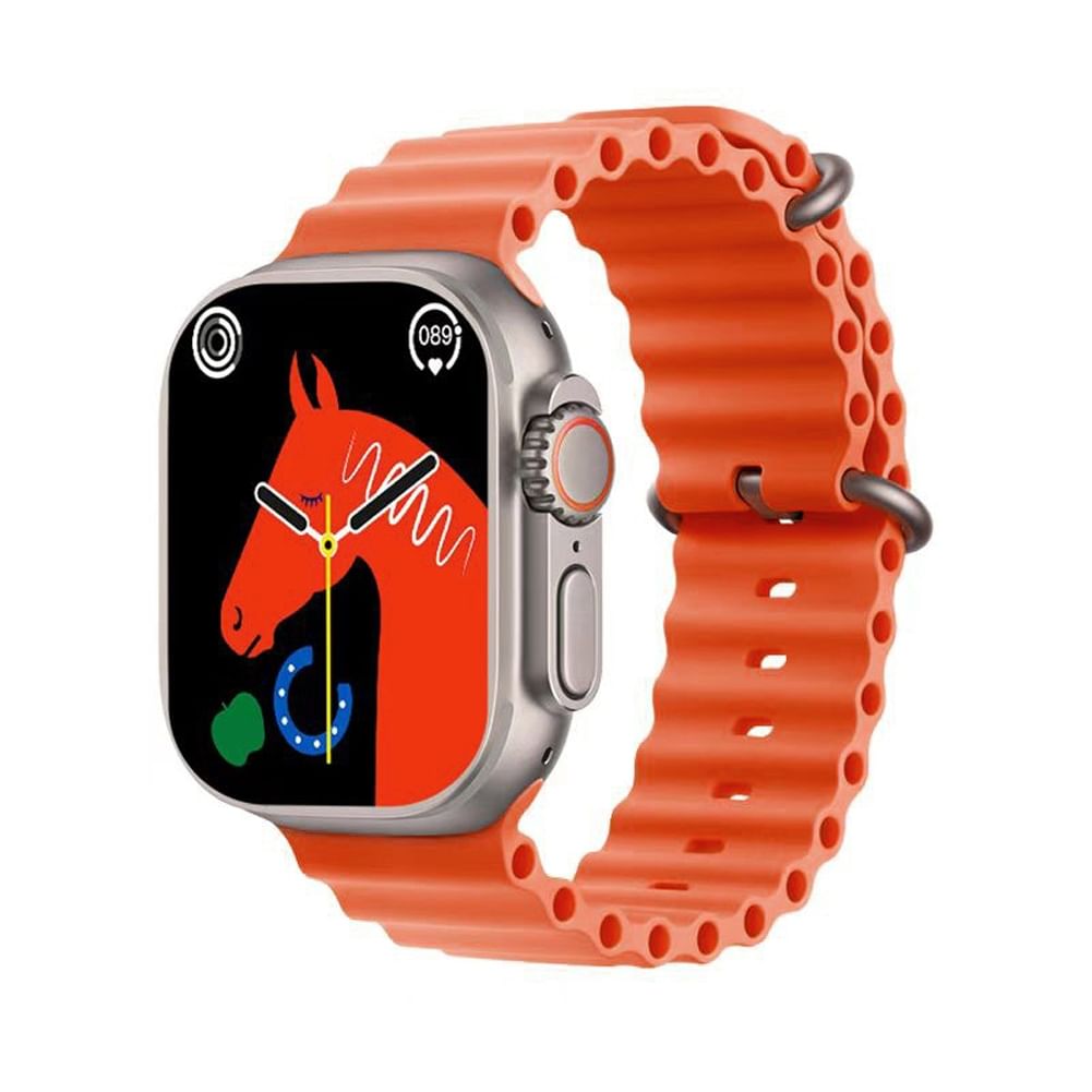 C800ultra Smart Watch Heart Rate Blood Pressure Monitoring Multi-functional Bluetooth Watch Golden Case Orange Watch Band