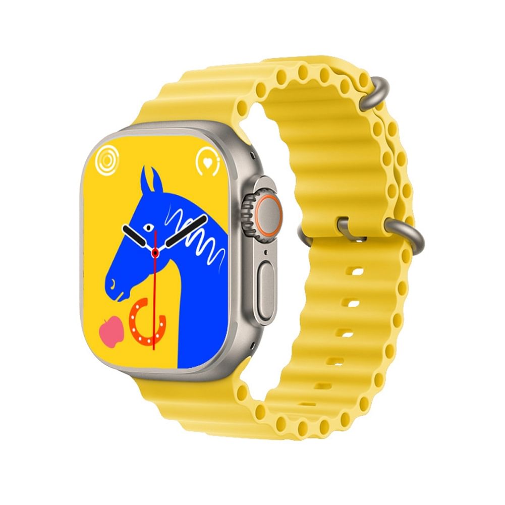 C800ultra Smart Watch Heart Rate Blood Pressure Monitoring Multi-functional Bluetooth Watch Gold Case Yellow Watch Band