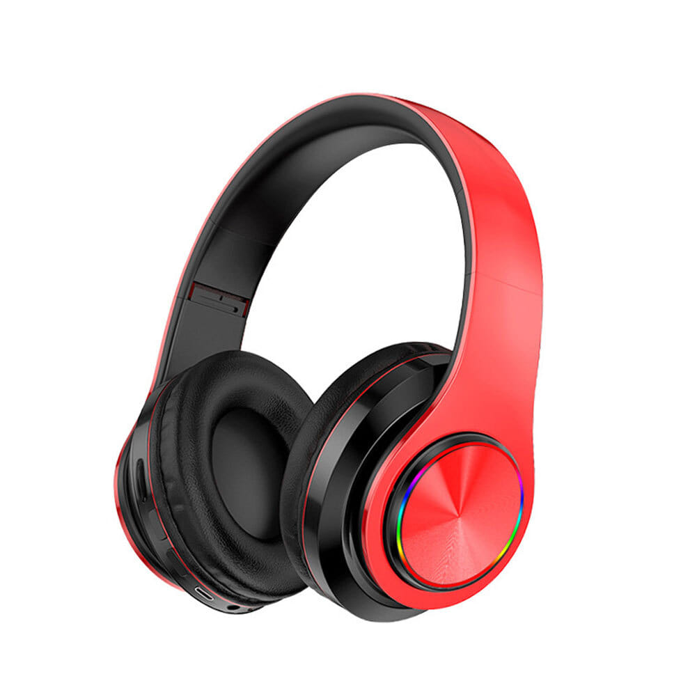 B39 Earphone Wireless Bluetooth Headset Colorful Luminous Subwoofer Music Game Sports Headphone red - Image 3
