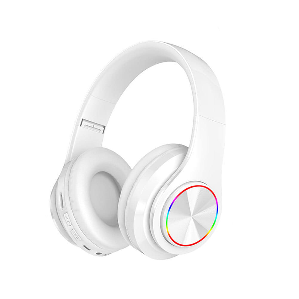 B39 Earphone Wireless Bluetooth Headset Colorful Luminous Subwoofer Music Game Sports Headphone White