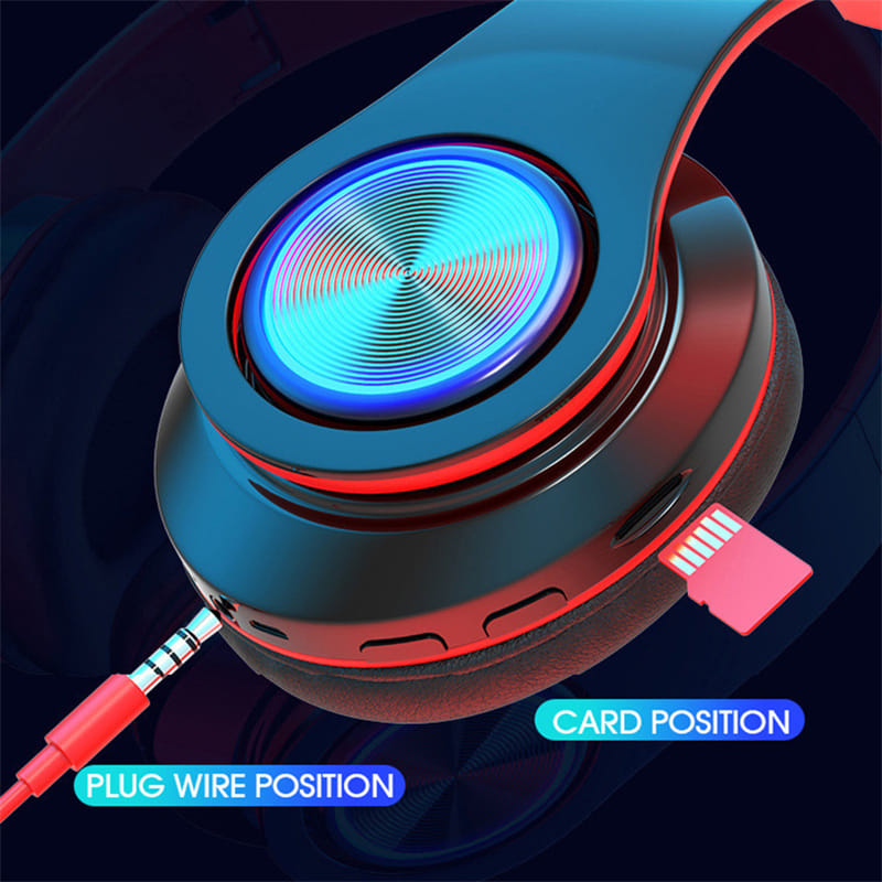 B39 Earphone Wireless Bluetooth Headset Colorful Luminous Subwoofer Music Game Sports Headphone White - Image 2