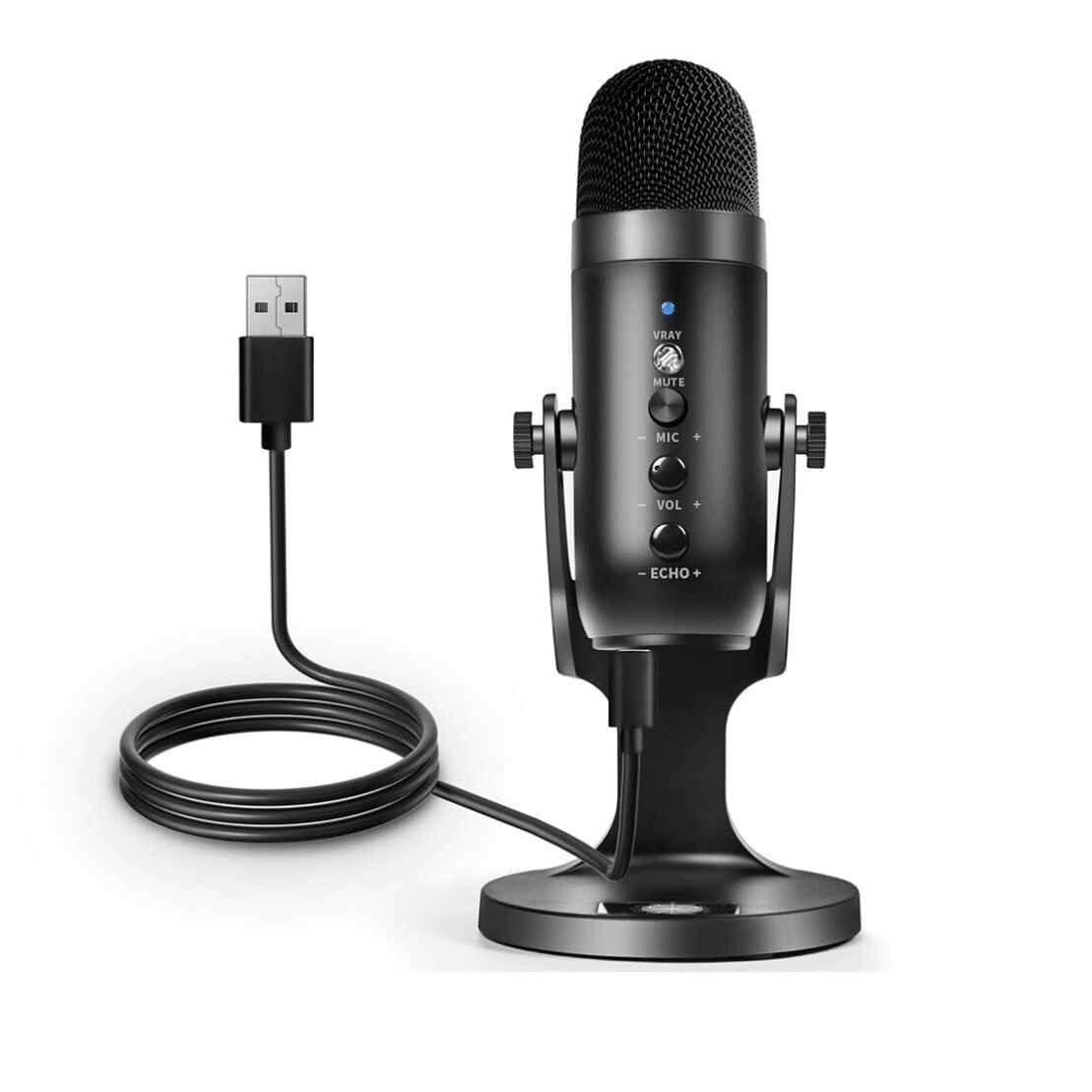 Condenser Microphone 3.5mm Plug Usb Microphone for Pc Computer Recording Studio Live Broadcast Black