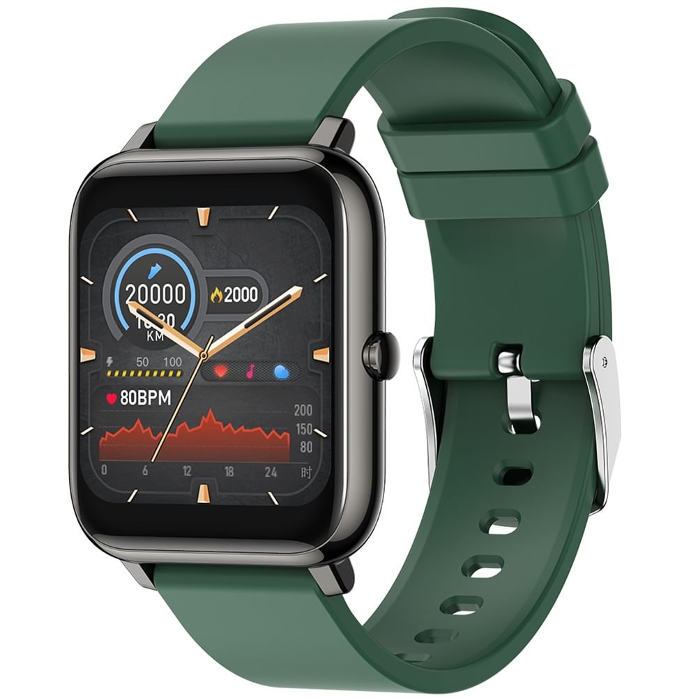 P22 Smart Watch for Men Women Heart Rate Sleep Monitor Waterproof Sports Fitness Smartwatch Black Shell Green Belt