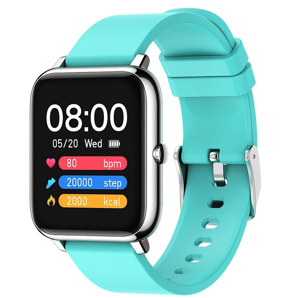 P22 Smart Watch for Men Women Heart Rate Sleep Monitor Waterproof Sports Fitness Smartwatch Silver Shell Blue Belt