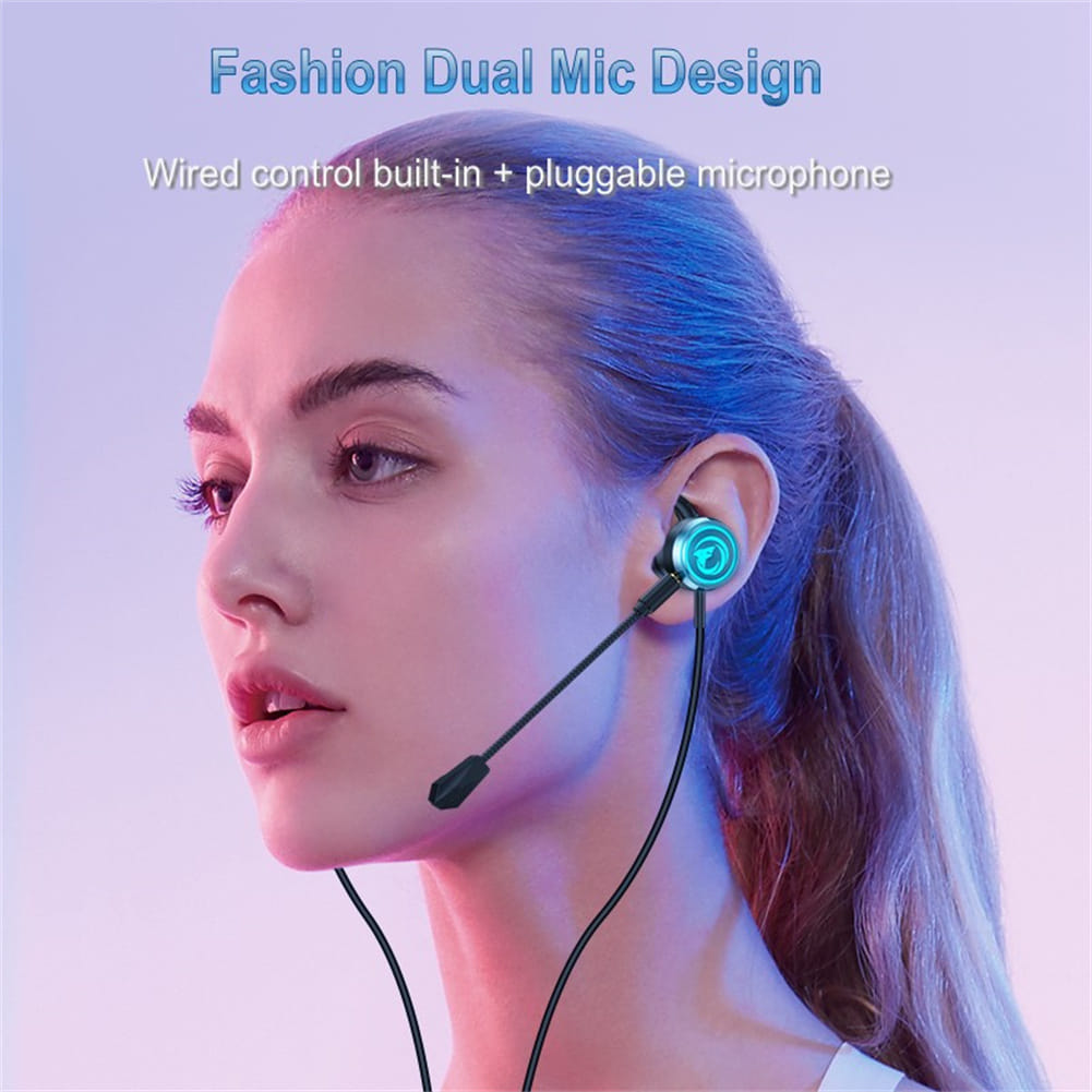 Gaming Headset with Dual Controllable Microphone Digital Decoding In-ear Gamer Earphone with Rgb Light Black Red - Image 6
