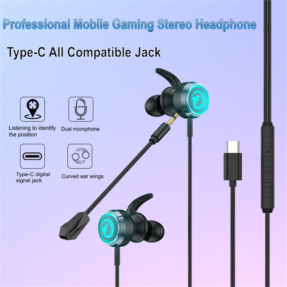 Gaming Headset with Dual Controllable Microphone Digital Decoding In-ear Gamer Earphone with Rgb Light Silver Gray - Image 4