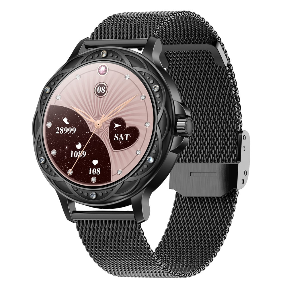 Cf12 Women Smart Watch Bluetooth 5.2 Calling Heart Rate Blood Pressure Monitoring Sports Smartwatch Black