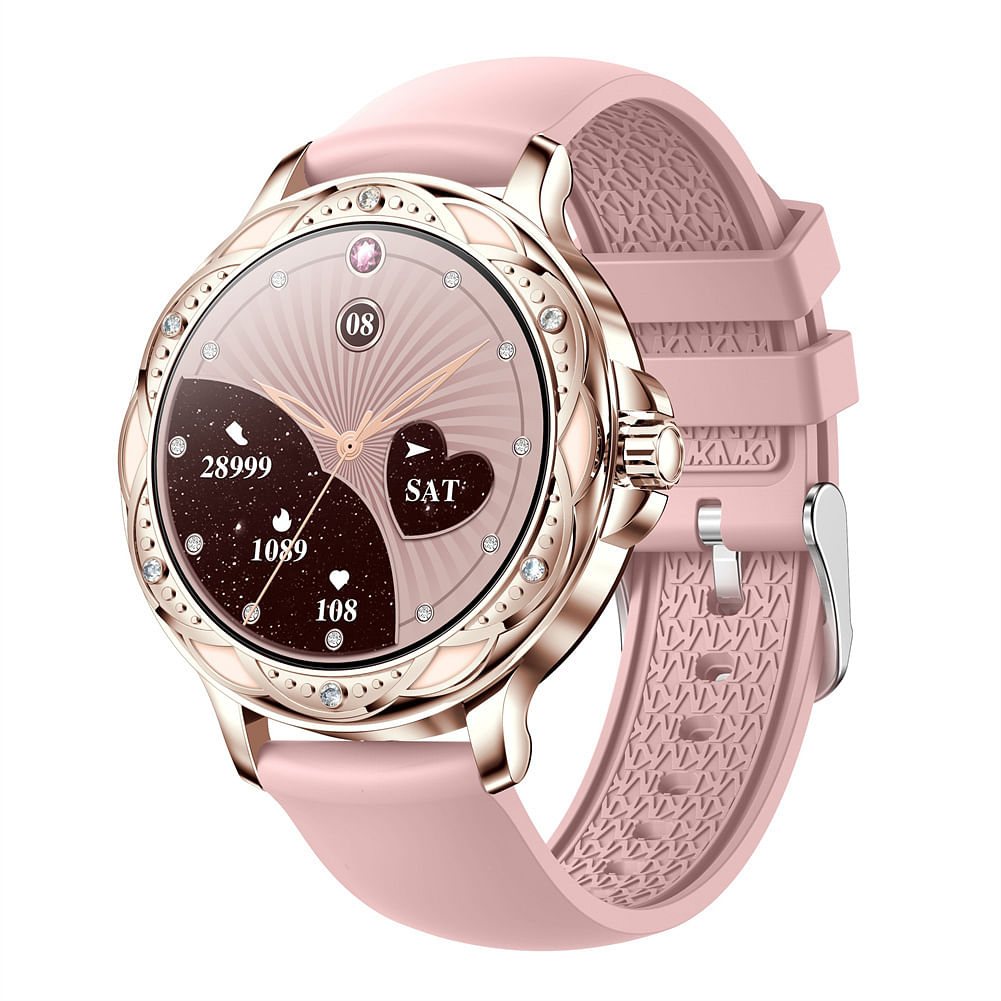 Cf12 Women Smart Watch Bluetooth 5.2 Calling Heart Rate Blood Pressure Monitoring Sports Smartwatch Gold