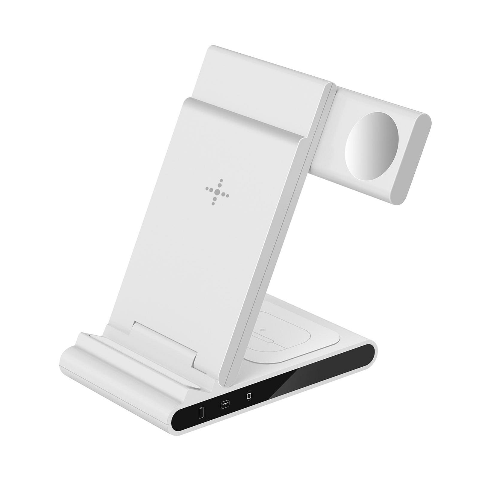 3-in-1 Wireless Charger Stand Fast Charging Dock Station Folding Vertical Base for iPhone iWatch Headset White