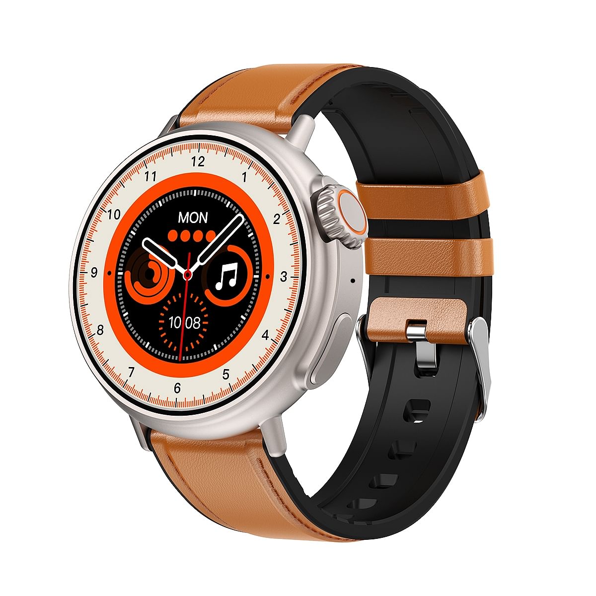 Mt30 Series 8 Smart Watch Wireless Charging 300ma Battery Gps Tracking Fitness Smartwatch Brown Leather Strap