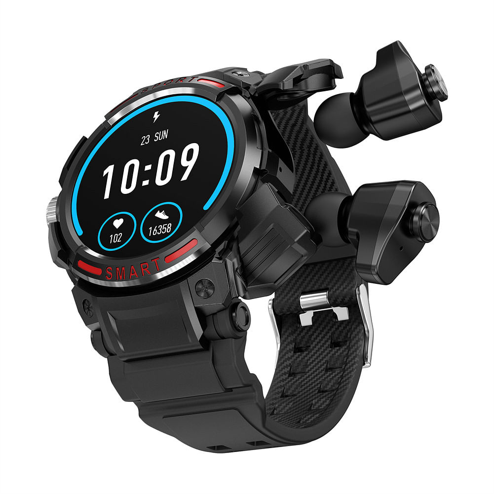 Gt100 Smart Watch 1.43-Inch HD Screen Sports Fitness Bracelet with Tws Wireless Bluetooth Headset Black