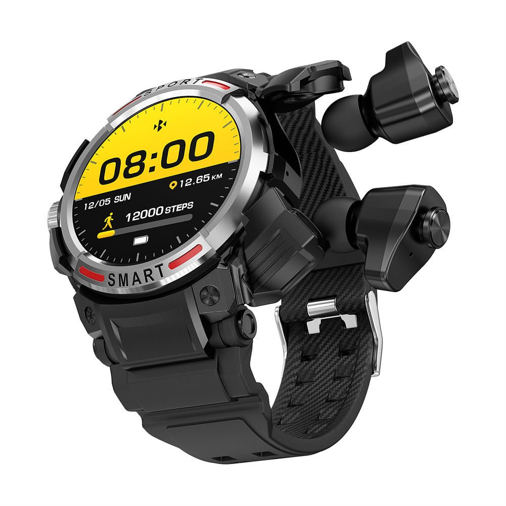 Gt100 Smart Watch 1.43-Inch HD Screen Sports Fitness Bracelet with Tws Wireless Bluetooth Headset Black Silver