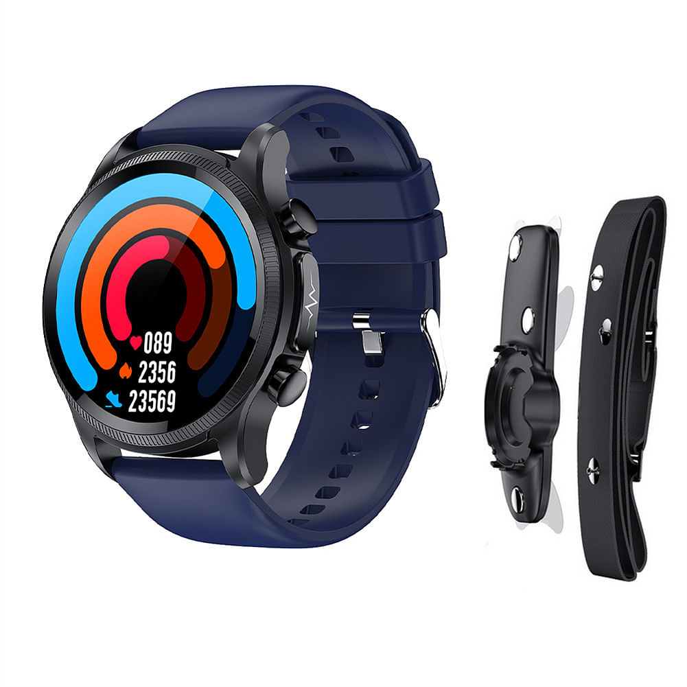 E400 Smart Watch Full Touch Screen Ecg Ppg Blood Oxygen Monitoring Ip68 Waterproof Smartwatch Blue Belt w/ Bracket