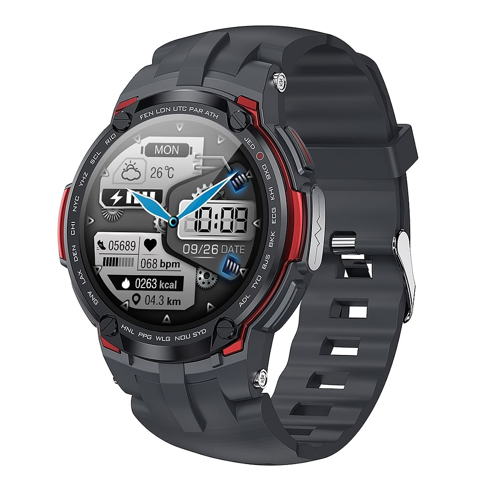 V6 Smart Watch Touch Screen Ecg Blood Oxygen Heart Rate Health Monitor Sports Fitness Black Red