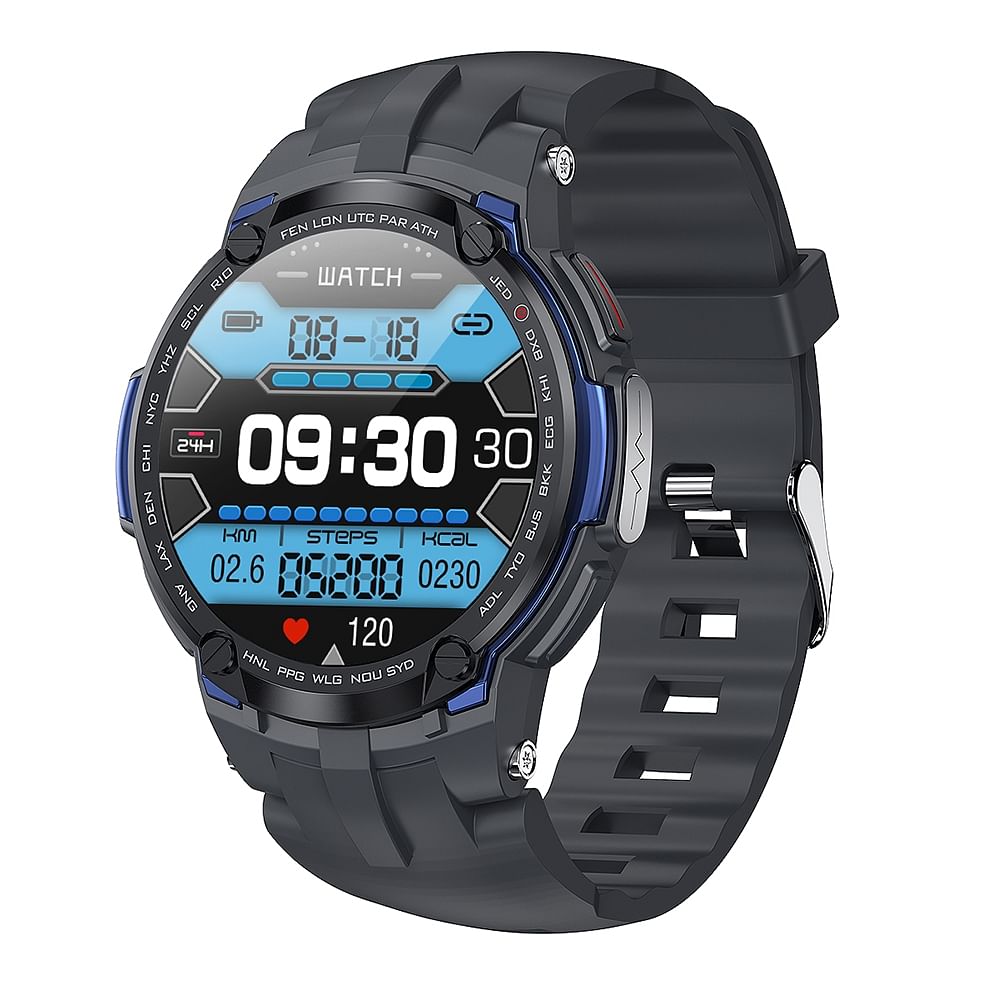 V6 Smart Watch Touch Screen Ecg Blood Oxygen Heart Rate Health Monitor Sports Fitness Dark Blue