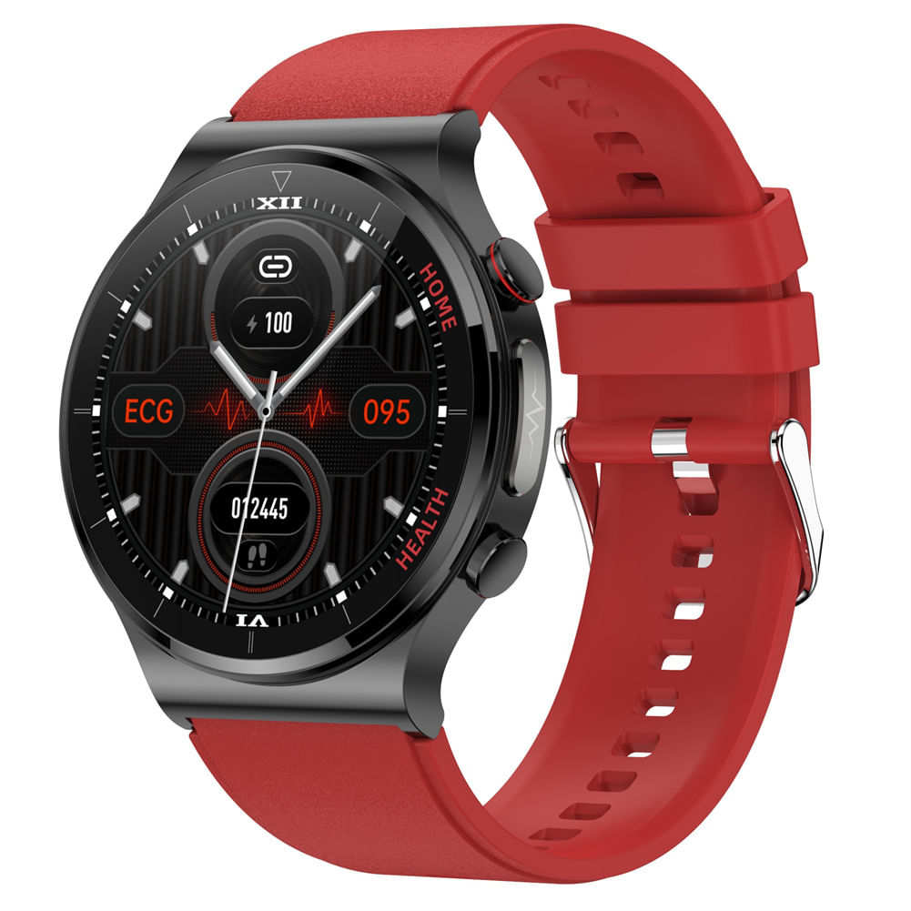 Smart Watch Touch Control Screen Infrared Physiotherapy Ecg Heart Rate Blood Oxygen Monitor Red Tape