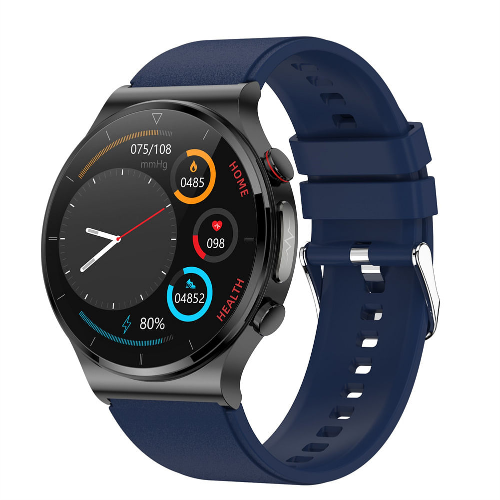 Smart Watch Touch Control Screen Infrared Physiotherapy Ecg Heart Rate Blood Oxygen Monitor Blue Tape