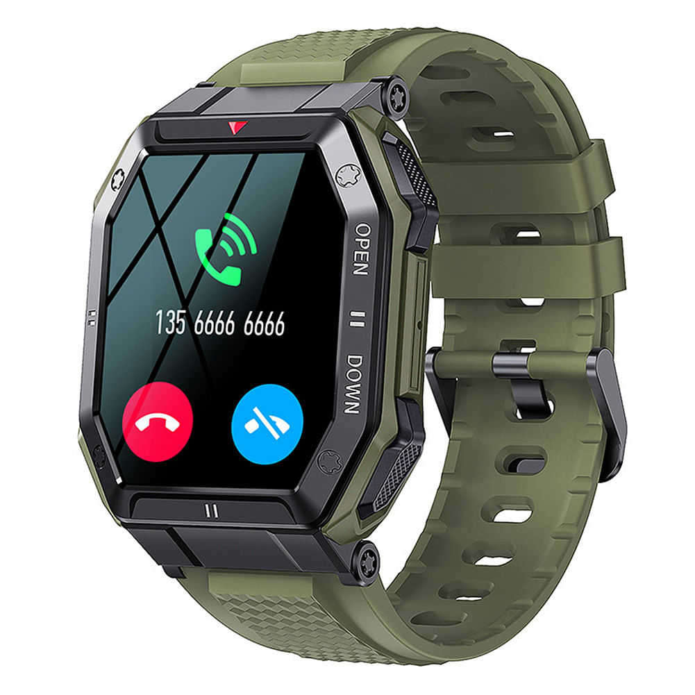 K55 Men Smart Watch 1.85 Inch Screen Bluetooth Call 350mah Battery Ip68 Waterproof Green