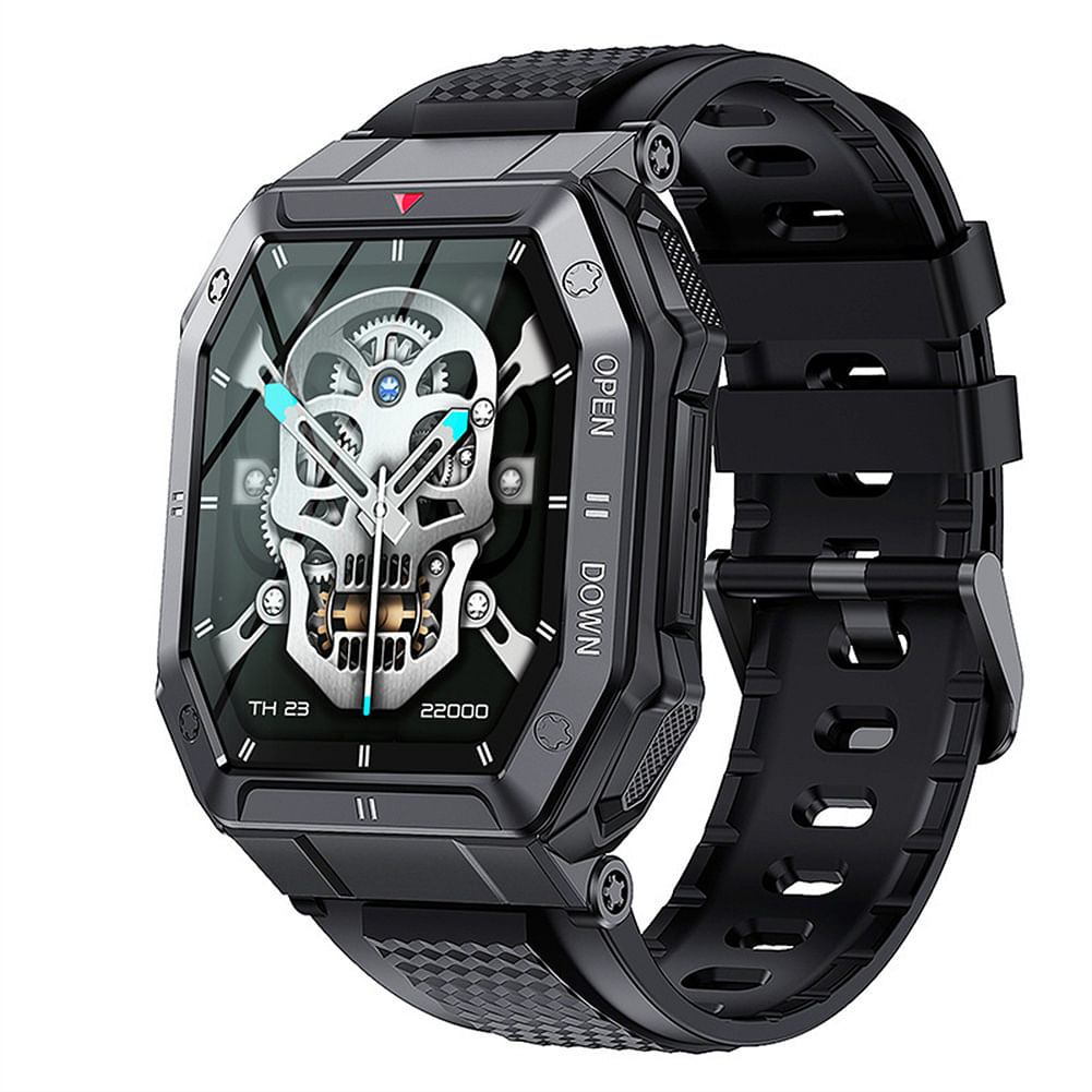 K55 Men Smart Watch 1.85 Inch Screen Bluetooth Call 350mah Battery Ip68 Waterproof Black