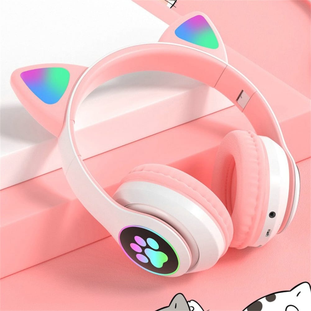 Aks-28 Rgb Cat Ear Bluetooth Headphones Stereo Music Helmet Wireless Microphone Control Phone Earphone blue - Image 5