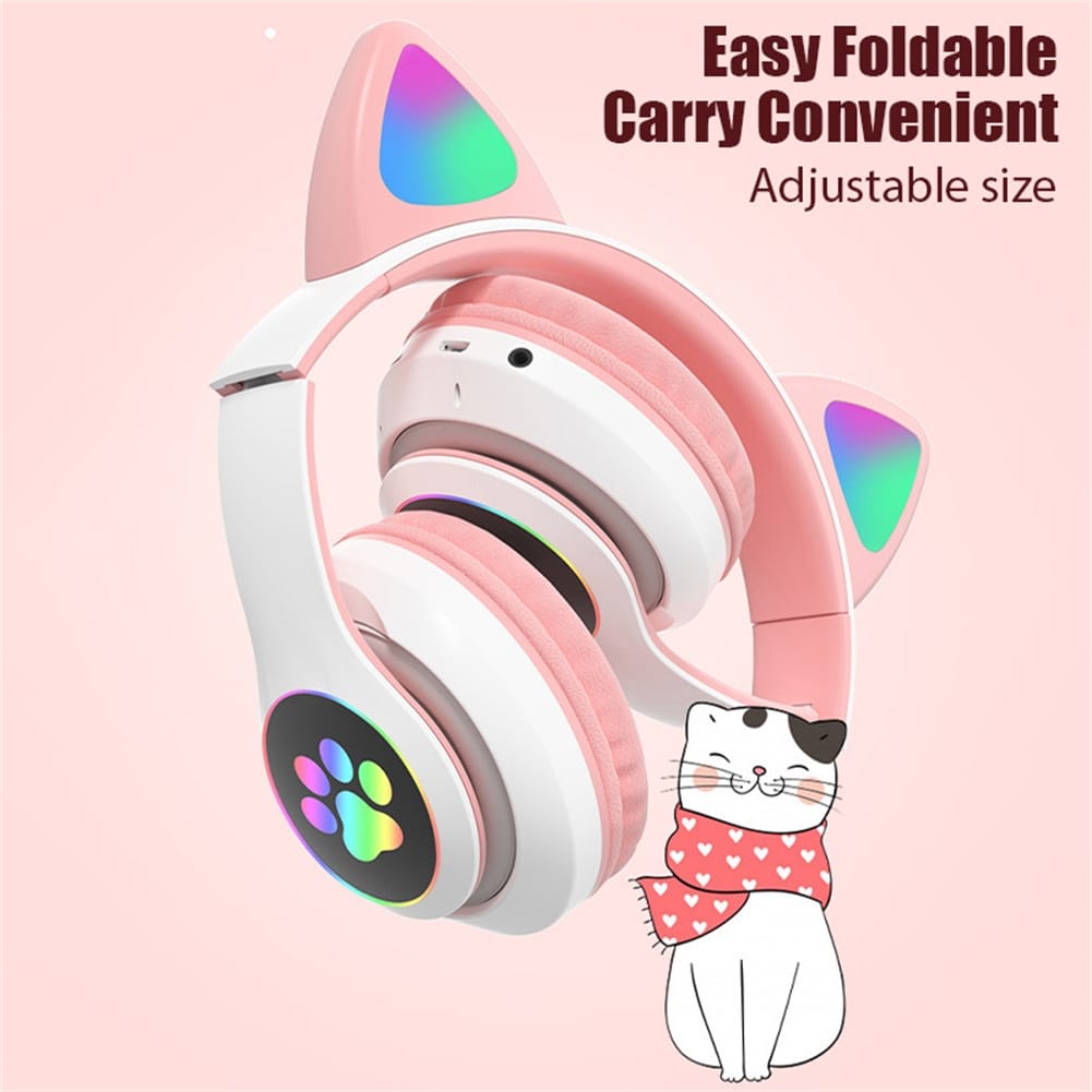 Aks-28 Rgb Cat Ear Bluetooth Headphones Stereo Music Helmet Wireless Microphone Control Phone Earphone blue - Image 7