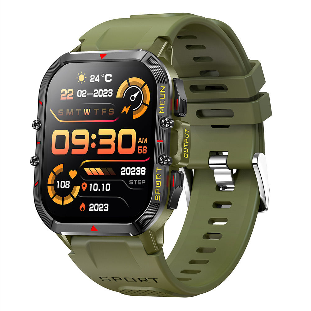 Men Smart Watch Healthy Monitor Bluetooth Call Waterproof Fitness Sports Smartwatch for iOS Android Phone Green