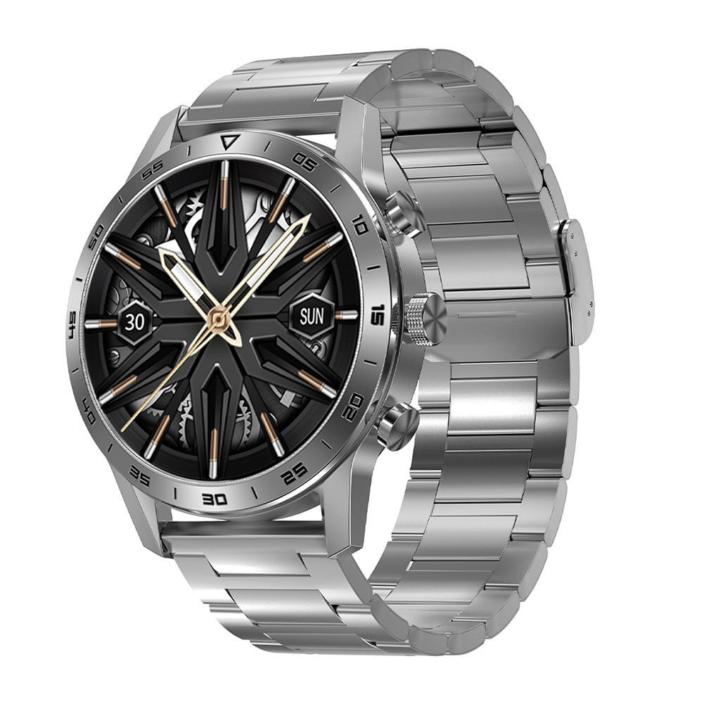 Dt70+ Smartwatch for Men Ip68 Waterproof Smart Watch with Heart Rate Blood Pressure Monitor Silver Steel Belt