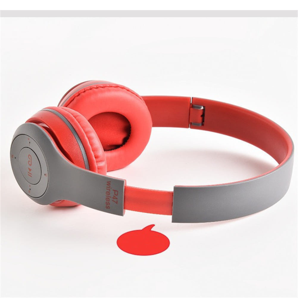 P47 Wireless Headsets On-Ear Stereo Earphones Longer Playtime USB Charging For Smart Phone Computer Laptop red - Image 5