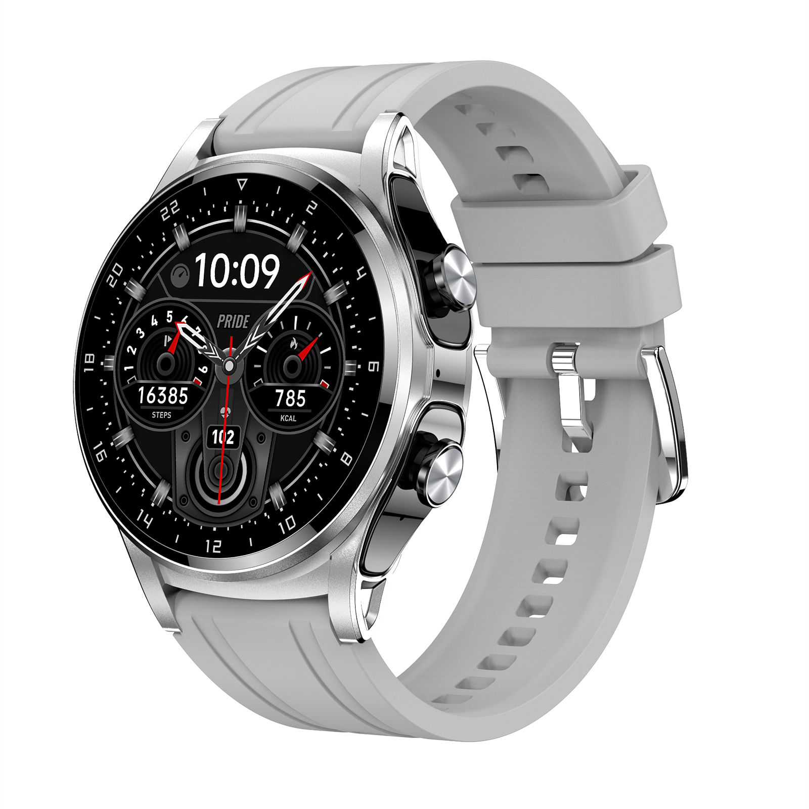 Gt66 Smart Watch with Earbuds 1.39inch Round Fitness Tracker Sports Watch Silver Tape
