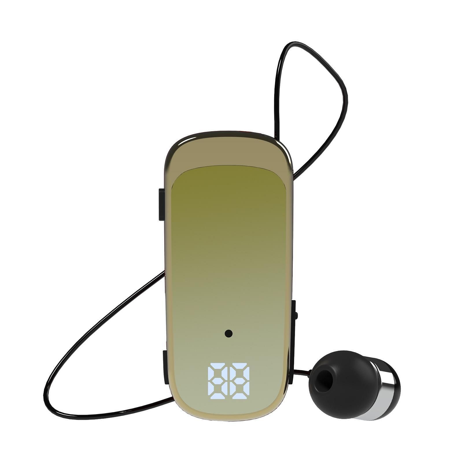 Retractable Wireless Headset Wireless Earpiece LED Battery Display Headphones Fast Charging Clip On Handsfree Earbuds K65 Gradient Yellow