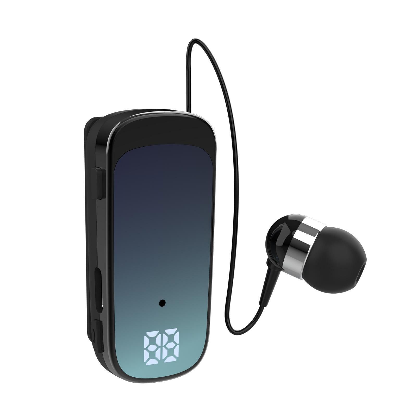 Retractable Wireless Headset Wireless Earpiece LED Battery Display Headphones Fast Charging Clip On Handsfree Earbuds K65 gradient blue