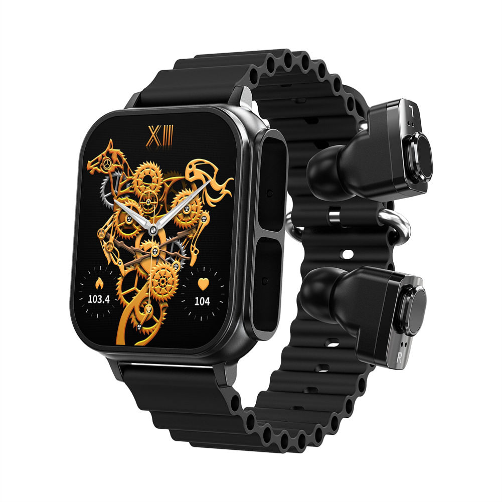 N22 Men Women Smart Watch with Earbuds 2-in-1 Activity Fitness Tracker Watch Sleep Tracker Black