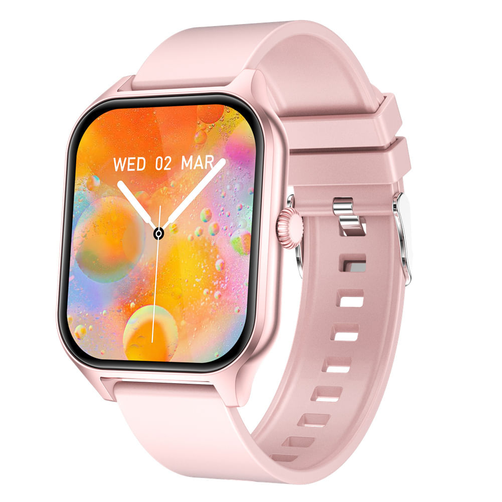 GT40 Smart Watch 1.83" Full Touch Fitness Smartwatch Heart Rate Blood Oxygen Sleep Monitor Waterproof Watch For Men Women pink tape