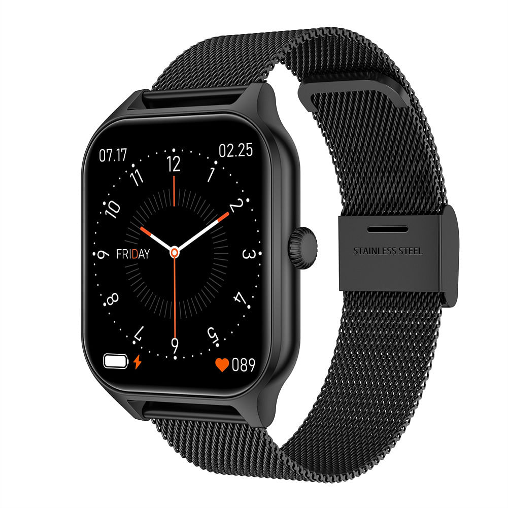 GT40 Smart Watch 1.83" Full Touch Fitness Smartwatch Heart Rate Blood Oxygen Sleep Monitor Waterproof Watch For Men Women black steel belt