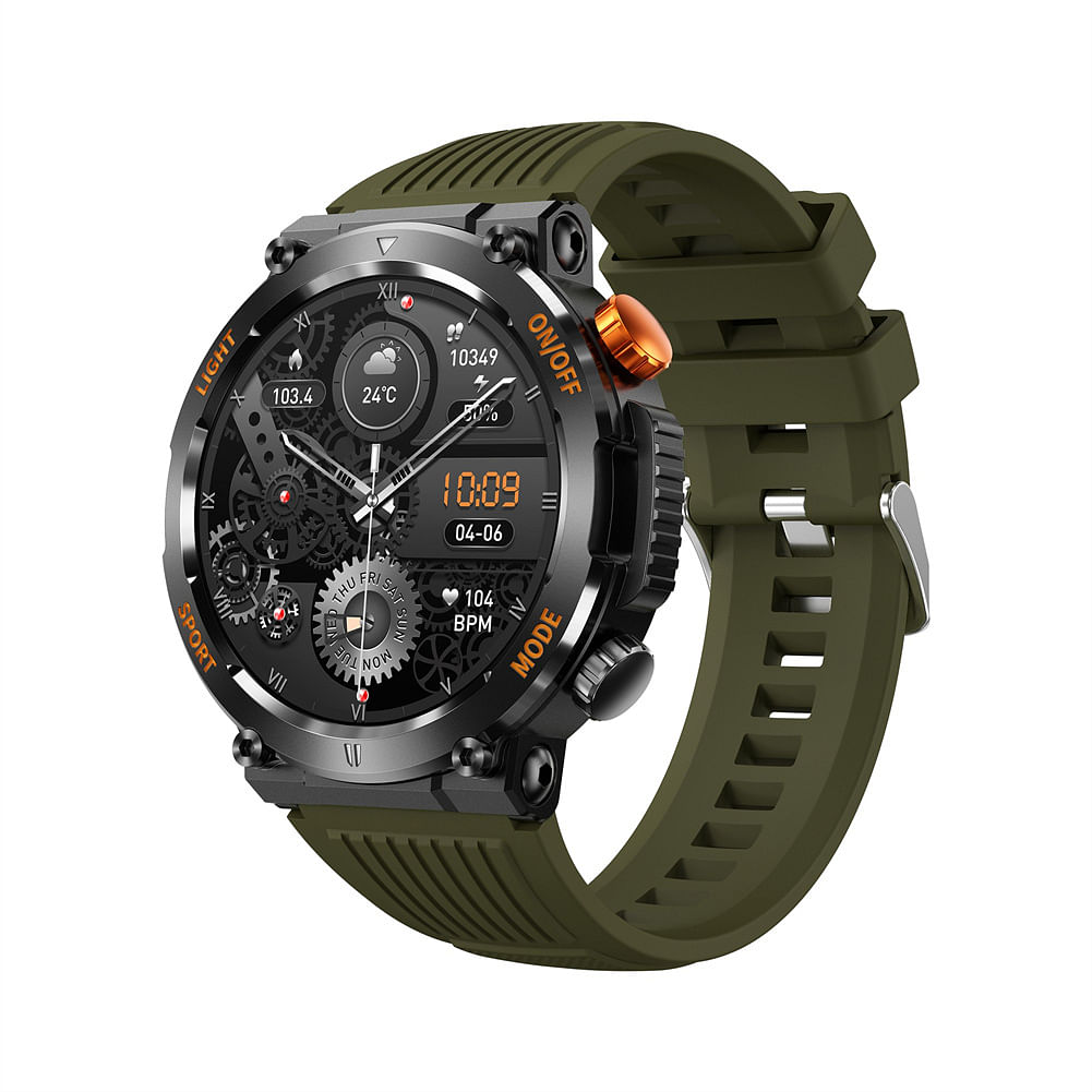 HT17 1.46 Inch Smart Watch With LED Flashlight Compass Heart Rate Sleep Monitor Fitness Tracker IP67 Waterproof Sports Smartwatch green