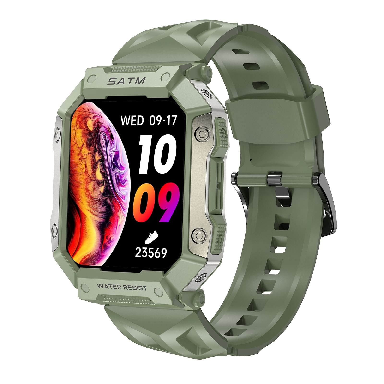 PG333 Smart Watch 1.91 inch Full Touch Screen Fitness Tracker IP68 Waterproof Heart Rate Monitor Activity Trackers For Men Women green