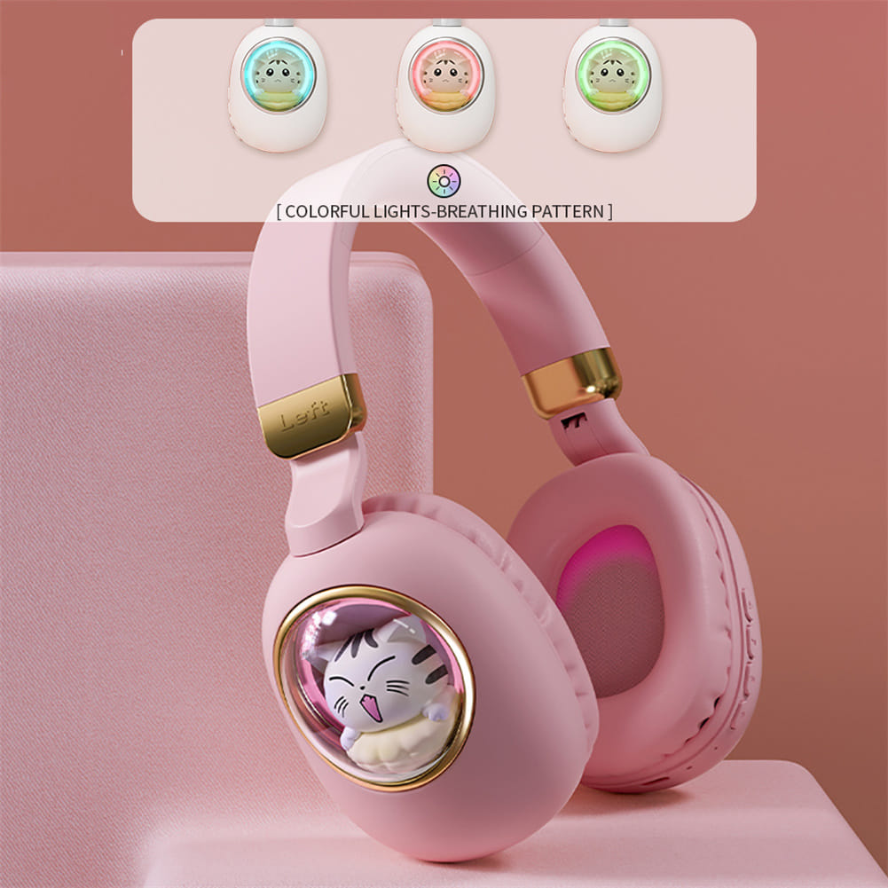 Kids Headphones With Mic LED Light Up 3D Cat Wireless Kids Headphones Adjustable Headband Over Ear Headsets pink - Image 5
