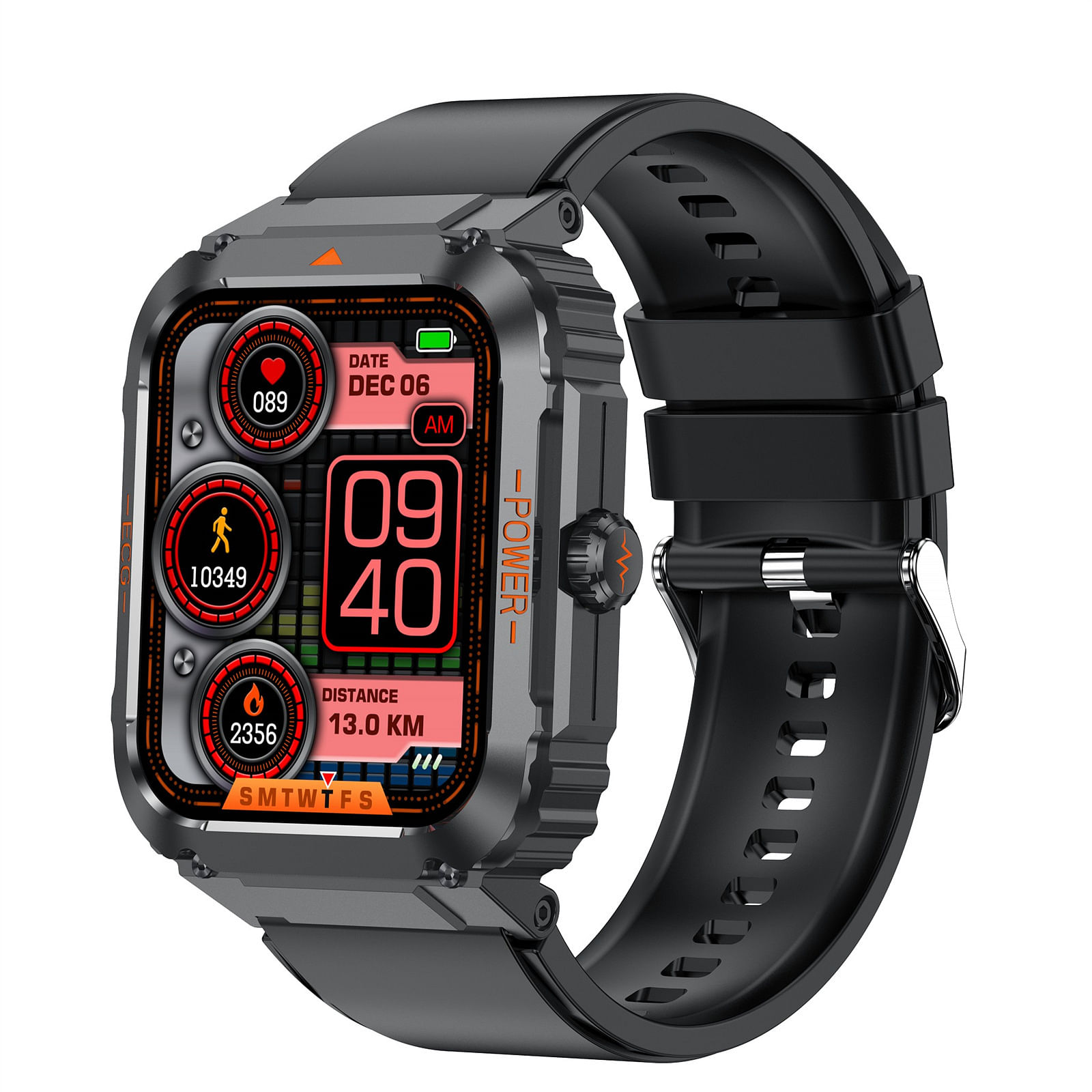 ET550 1.92 inch Smart Watch Answer Calls Full Screen Fitness Tracker Smartwatch IP68 Waterproof Smart Watches Heart Rate Sleep Monitor black tape