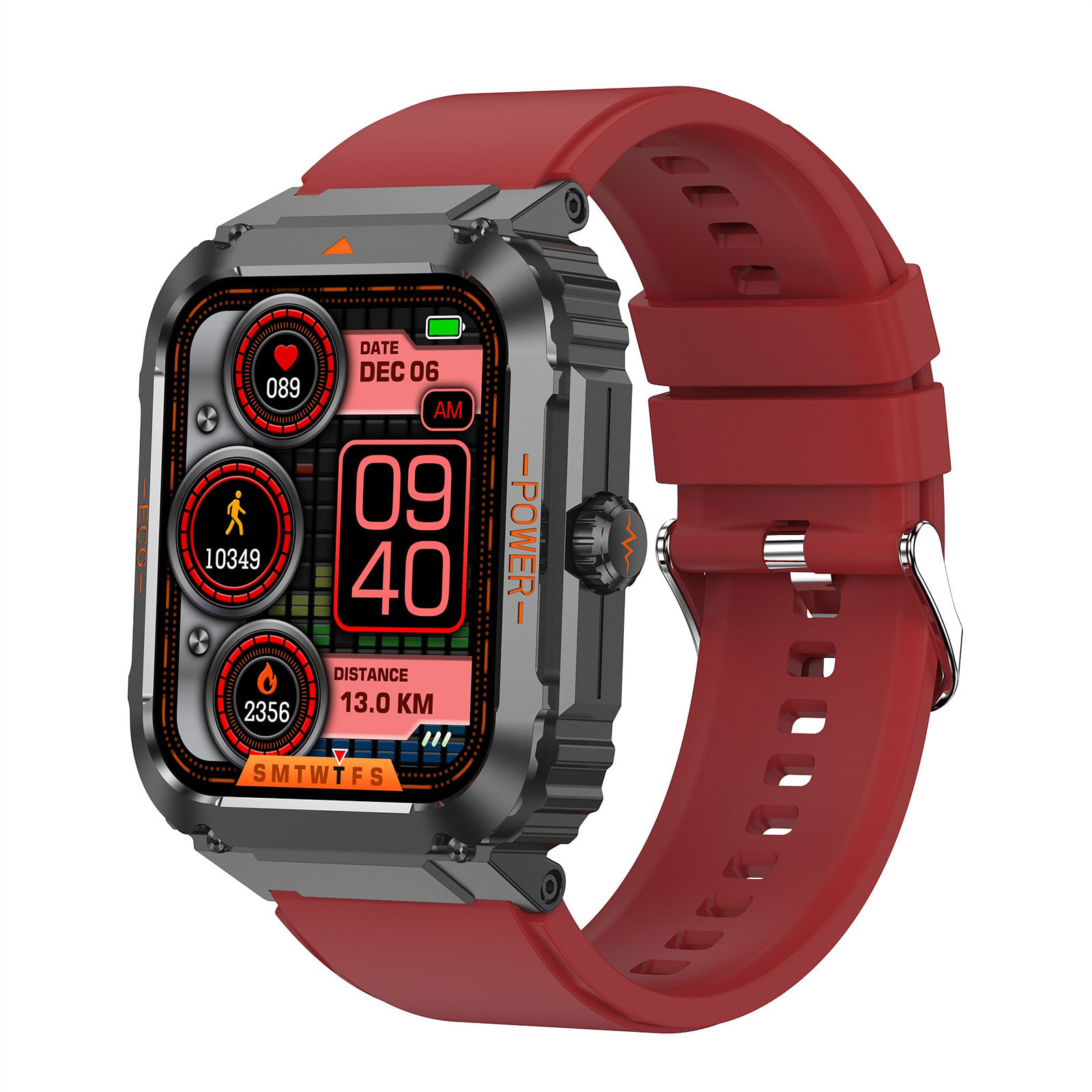 ET550 1.92 inch Smart Watch Answer Calls Full Screen Fitness Tracker Smartwatch IP68 Waterproof Smart Watches Heart Rate Sleep Monitor red tape