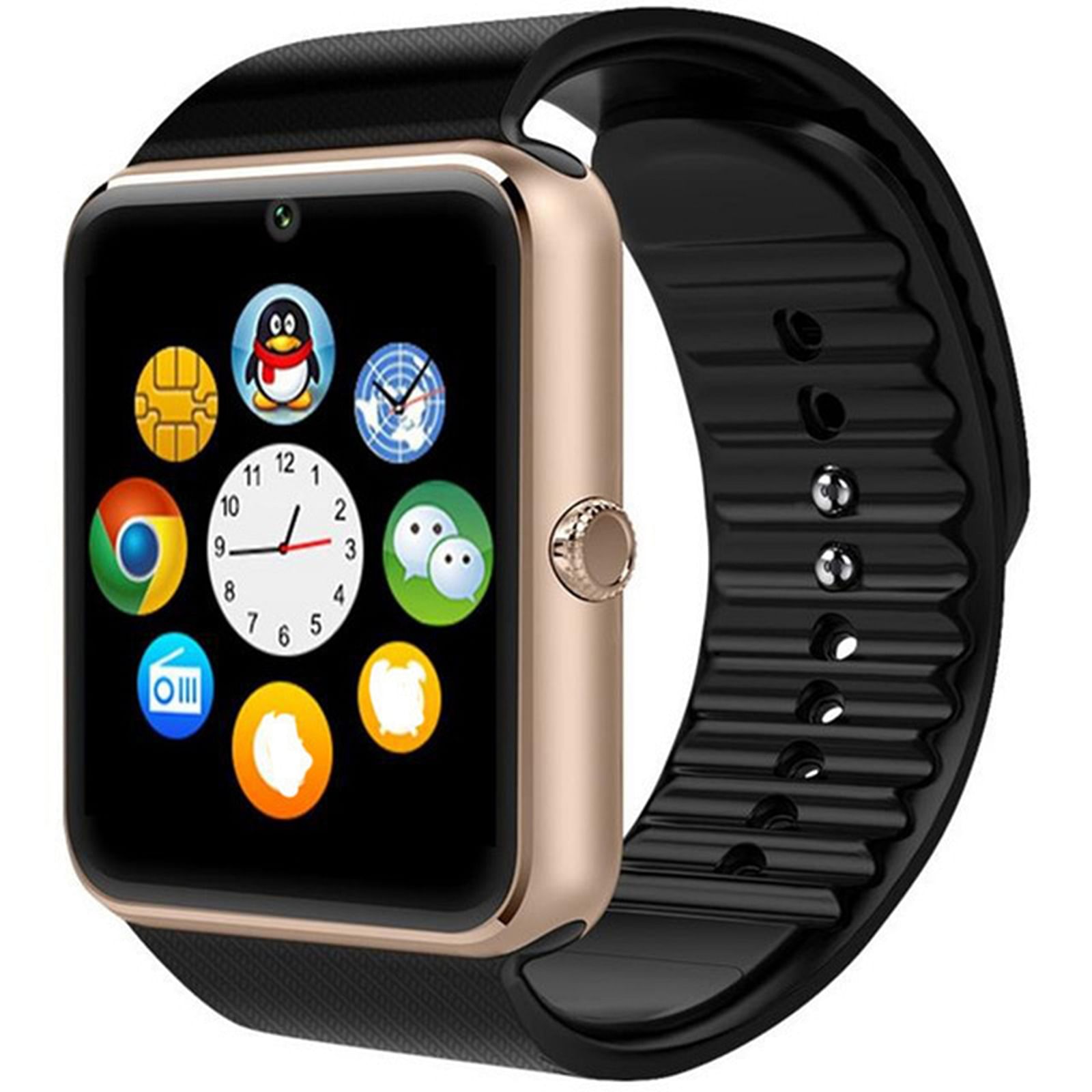 GT08/18 Smart Watch Built-in Fitness Tracker With Sleep Monitor HD Touchscreen For IPhone Android black gold