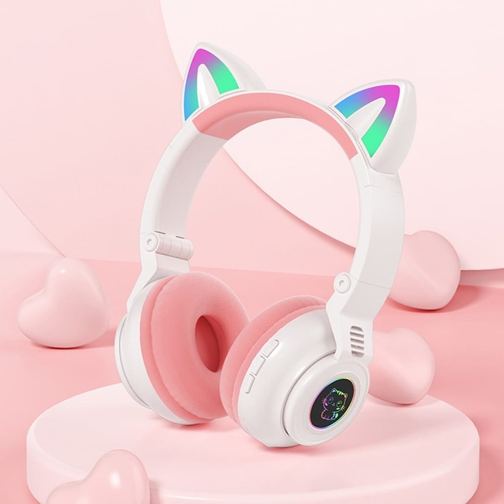 STN26 Headphones With Built-in Microphone Colorful Lights Cat Ear Shape Over Ear Wireless Headphones For Boys Girls Kids black - Image 5