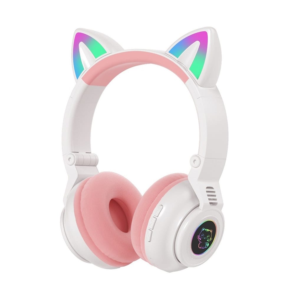 STN26 Headphones With Built-in Microphone Colorful Lights Cat Ear Shape Over Ear Wireless Headphones For Boys Girls Kids pink - Image 4