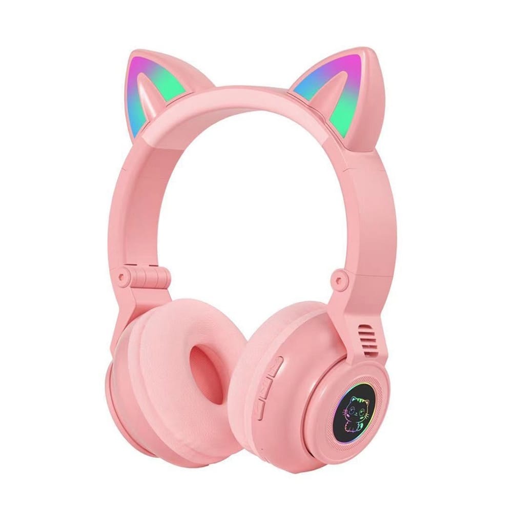 STN26 Headphones With Built-in Microphone Colorful Lights Cat Ear Shape Over Ear Wireless Headphones For Boys Girls Kids pink - Image 6