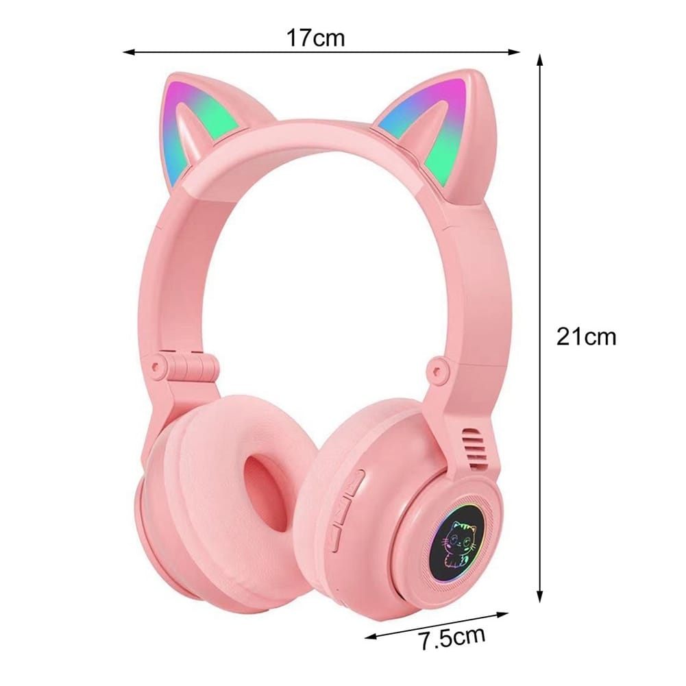 STN26 Headphones With Built-in Microphone Colorful Lights Cat Ear Shape Over Ear Wireless Headphones For Boys Girls Kids blue - Image 7