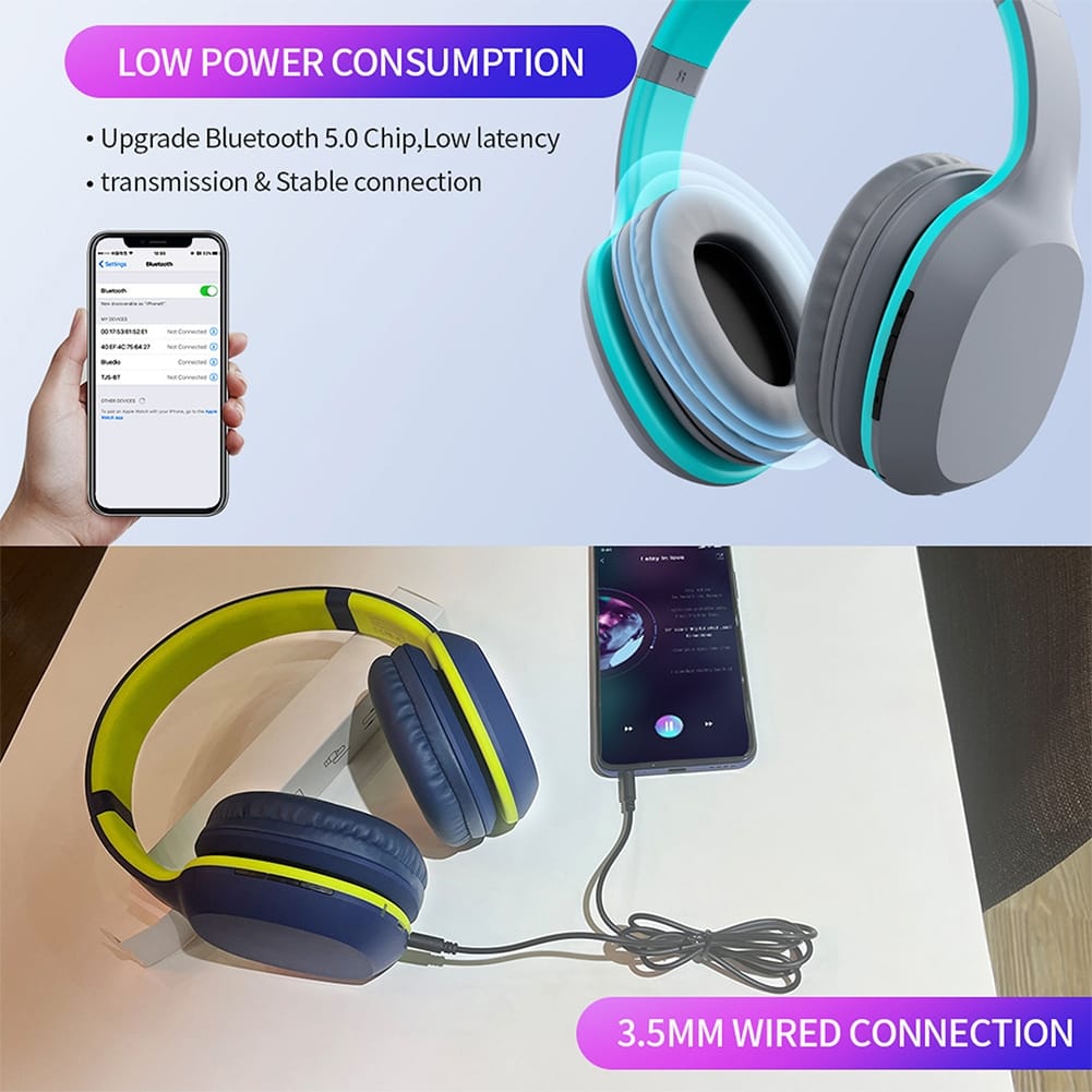A18 Wireless Headphones over Ear Hi-Fi Stereo Deep Bass Wireless Earphones for Laptop Pc Computer Mobile Phone Red - Image 3