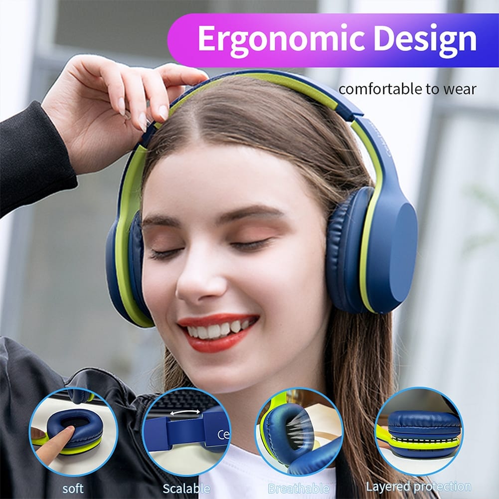A18 Wireless Headphones over Ear Hi-Fi Stereo Deep Bass Wireless Earphones for Laptop Pc Computer Mobile Phone Red - Image 6