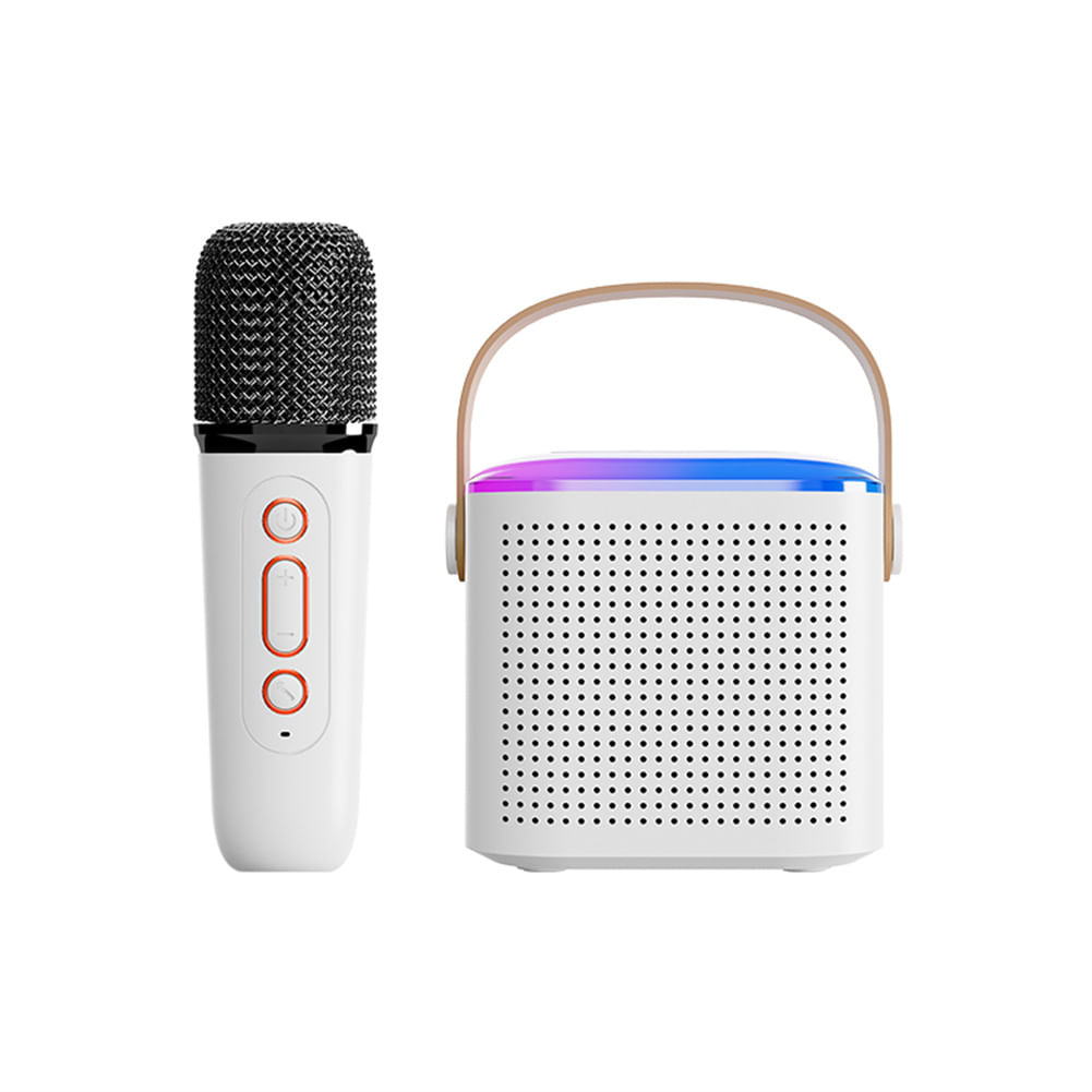Y1 Portable Wireless Speaker With Wireless Microphones Interactive Karaoke Machine TF Card Player For Tablet Smart Phones Computer white single microphone