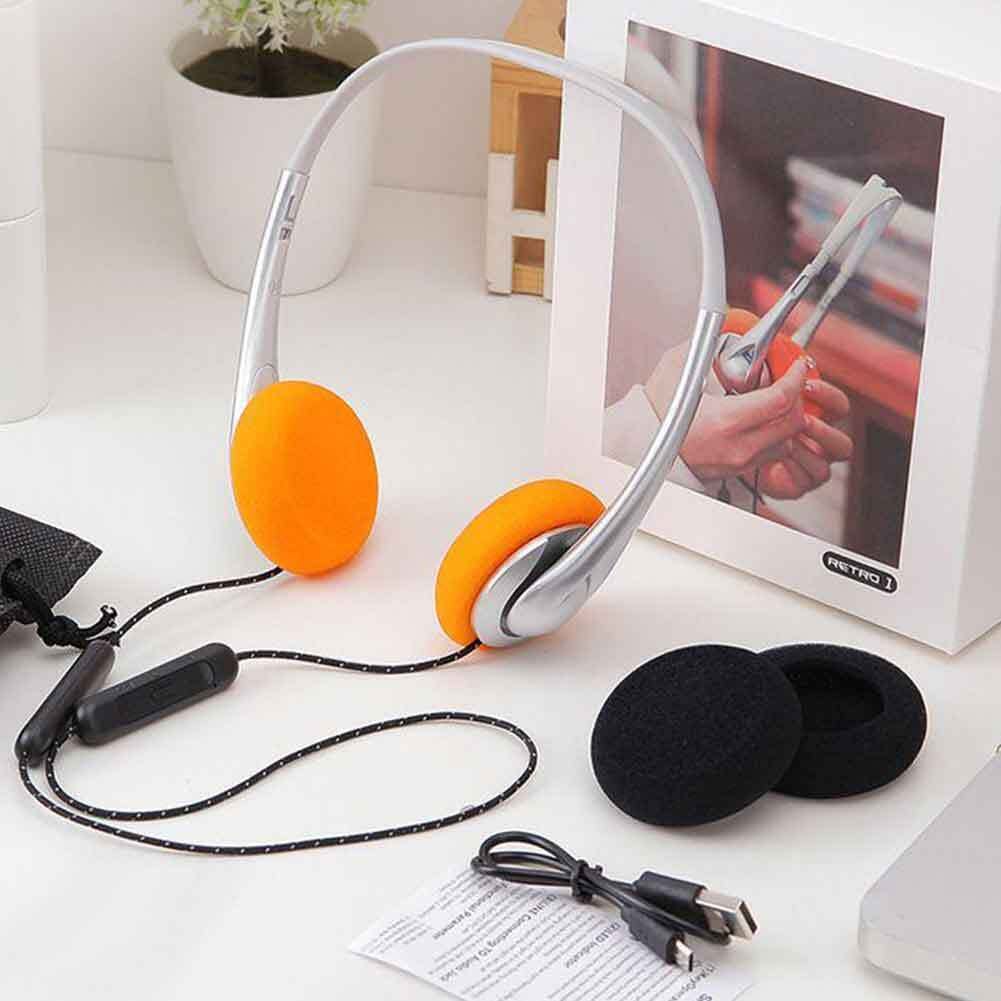 Noise Canceling Headset With Built-in Microphone Stereo HiFi Headphones Wireless Headset For Cell Phone Gaming Computer Laptop Sport orange - Image 4