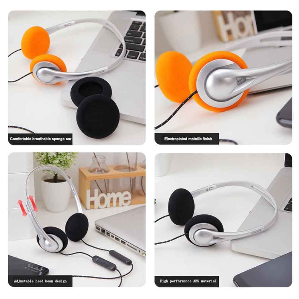 Noise Canceling Headset With Built-in Microphone Stereo HiFi Headphones Wireless Headset For Cell Phone Gaming Computer Laptop Sport orange - Image 7