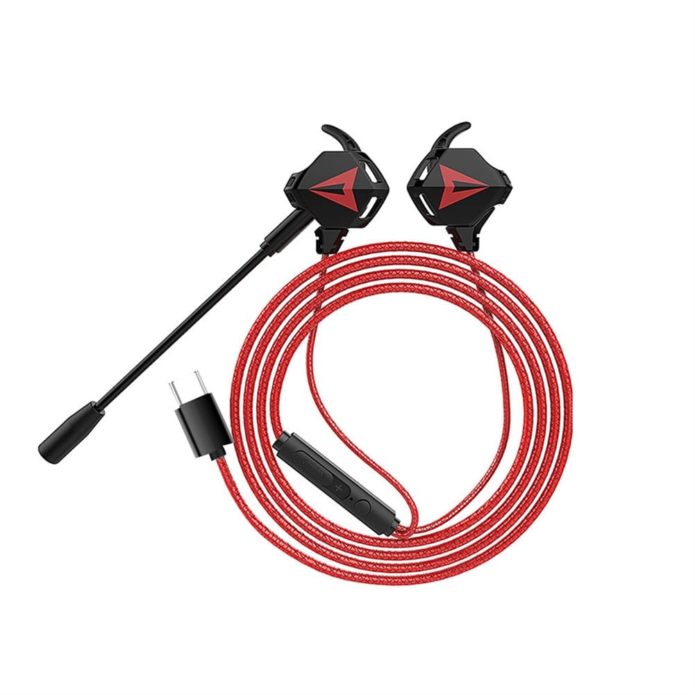 G5 Wired Earbuds In-Ear Headphones With Microphone Heavy Bass Stereo Noise Isolating Wired Earbuds For All Type C Jack Device red